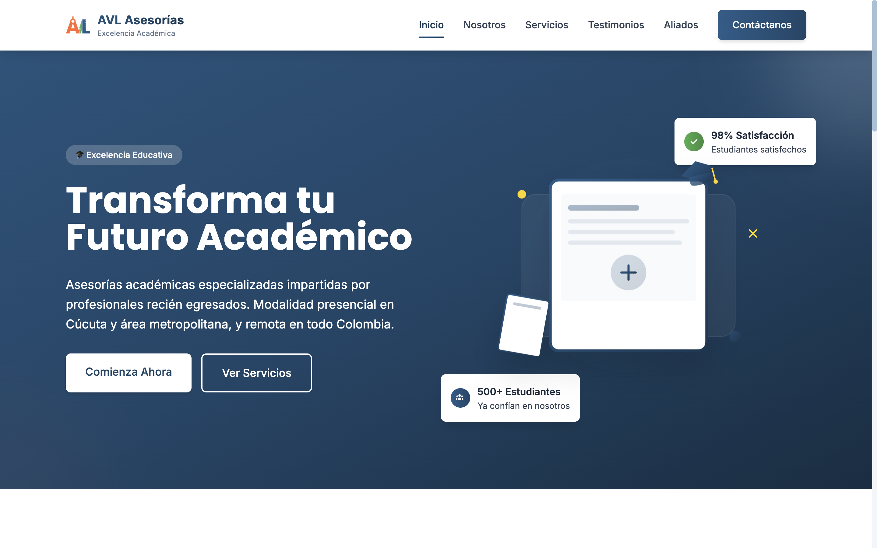 Portafolio empresarial AVL Asesorías — captura
